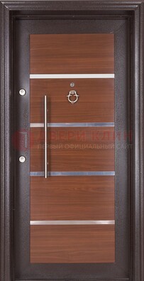 Коричневая входная дверь c МДФ панелью ЧД-27 в частный дом в Зеленограде