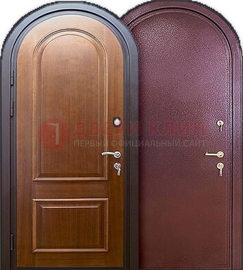Железная арочная дверь с МДФ внутри ДА-14 в Зеленограде