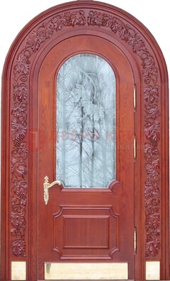Толстая металлическая арочная дверь со стеклом ДА-20 в Оренбурге