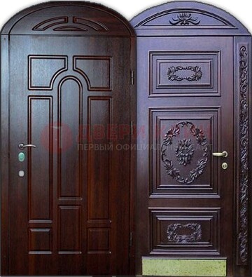 Стильная железная арочная дверь с декоративным элементом ДА-24 в Зеленограде