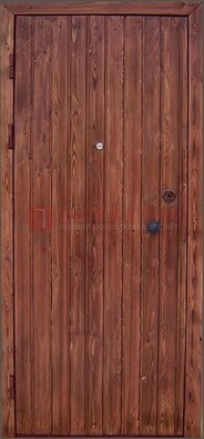 Коричневая железная дверь с евровагонкой ДЕ-18 в Зеленограде
