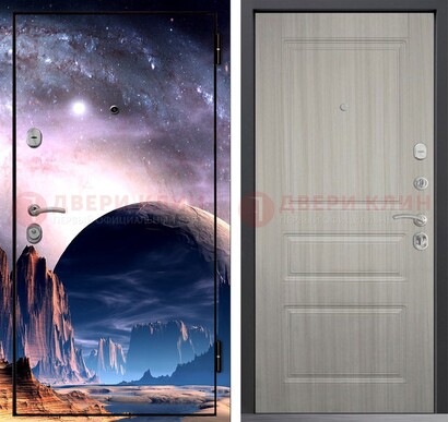 Железная дверь с фотопечатью космоса и планеты ДФ-50 Кириши