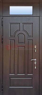 Железная дверь с фрамугой в коричневом цвете ДФГ-22 в Зеленограде