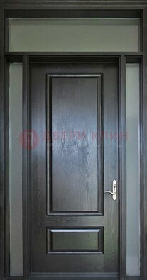 Черная металлическая дверь с фрамугами и стеклом ДФГ-24 в Ногинске