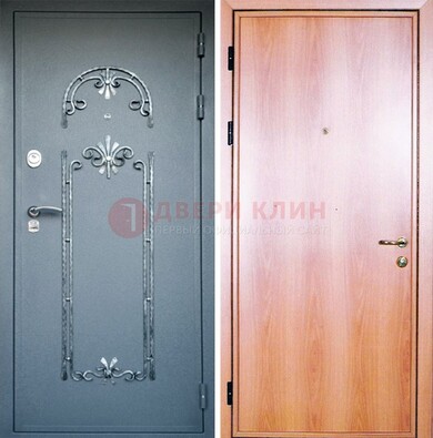 Железная дверь с ковкой ламинат внутри ДК-11 в квартиру в Зеленограде