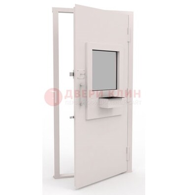 Белая металлическая дверь в кассу с нитроэмалью ДКС-4 в Зеленограде