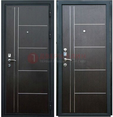 Наружная темная стальная дверь с МДФ ДМ-104 в Зеленограде