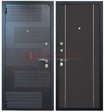 Темная металлическая дверь с МДФ ДМ-105 в деревянный дом в Брянске