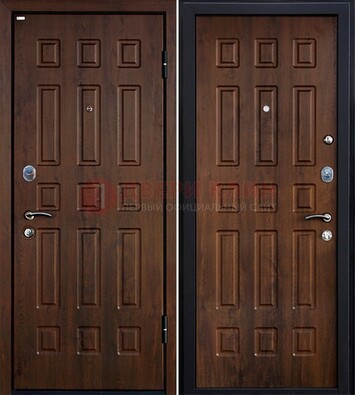 Коричневая металлическая дверь с МДФ ДМ-156 для квартиры В Ижевске