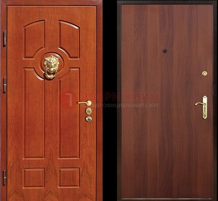 Оранжевая стальная дверь с МДФ ламинат внутри ДМ-18 в квартиру в Зеленограде