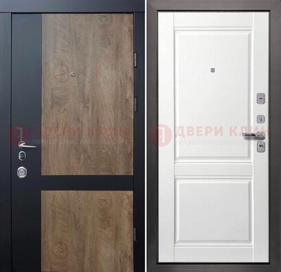 Черно-коричневая входная дверь с терморазрывом и МДФ ДМ-192 в Зеленограде