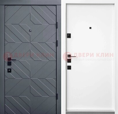 Темная уличная дверь с филенчатой МДФ внутри ДМ-205 в Зеленограде