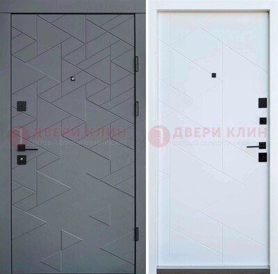 Серая металлическая дверь МДФ с узором  ДМ-224 в Зеленограде