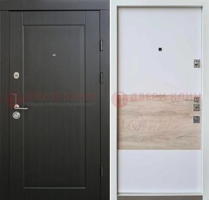 Черная металлическая дверь с белой МДФ внутри ДМ-230 в Зеленограде