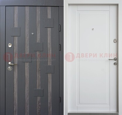 Темная металлическая дверь c белом МДФ внутри ДМ-231 в Зеленограде