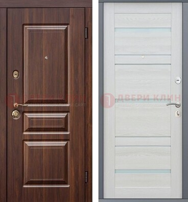 Коричневая стальная дверь c белой МДФ ДМ-233 в Зеленограде