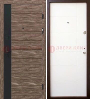 Коричневая входная дверь с черной вставкой МДФ ДМ-239 в Зеленограде
