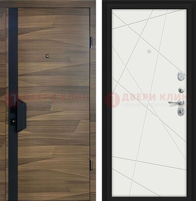 Стальная коричневая дверь МДФ c черной вставкой ДМ-267 в Зеленограде