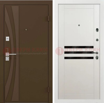 Стальная коричневая дверь с МДФ панелями ДМ-293 в Зеленограде