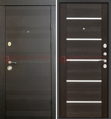 Черная металлическая входная дверь и внутри коричневый МДФ ДМ-301 в Зеленограде