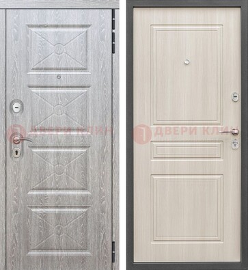 Железная серая дверь со светлой МДФ ДМ-302 в Зеленограде