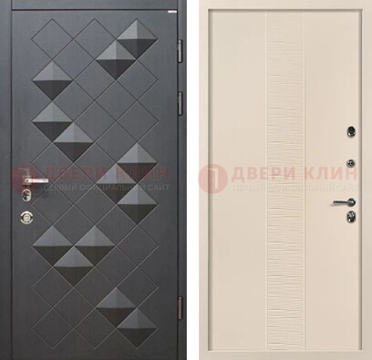 Темная металлическая дверь МДФ и фрезеровкой внутри ДМ-319 в Зеленограде