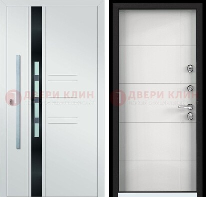 Металлическая дверь в белом цвете с МДФ ДМ-323 в Зеленограде