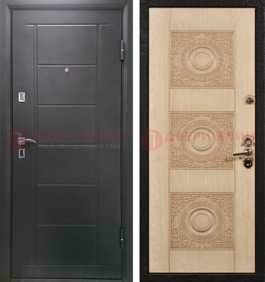 Темная железная дверь с МДФ в квартиру ДМ-344 в Зеленограде