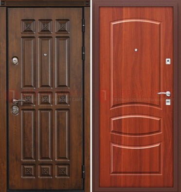 Темная металлическая дверь с МДФ и узором ДМ-364 в Зеленограде