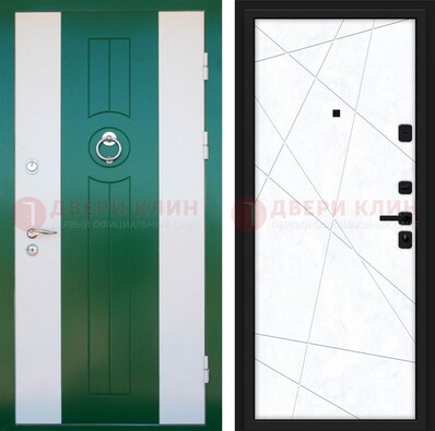 Зеленая железная дверь с панелями МДФ ДМ-369 в Зеленограде