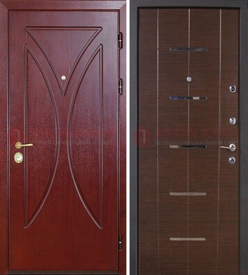 Темно-красная железная дверь с МДФ ДМ-370 в Зеленограде