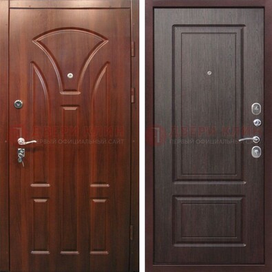 Темная железная дверь с коричневыми МДФ ДМ-376 в Воронеже