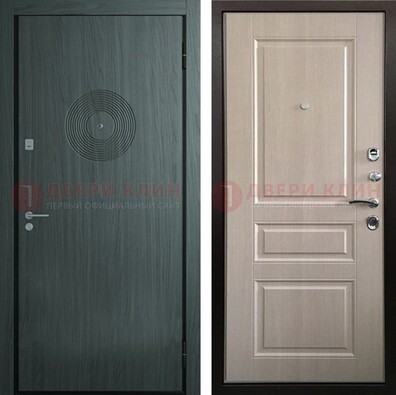Темная железная дверь с МДФ панелями в квартиру ДМ-389 в Зеленограде