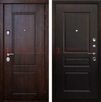 Классическая железная дверь с темными МДФ панелями ДМ-390 в Зеленограде