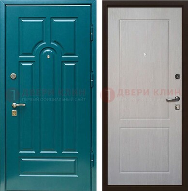 Синяя железная дверь с МДФ в квартиру ДМ-396 в Зеленограде