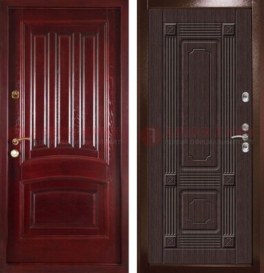 Красная стальная дверь с филенчатой МДФ ДМ-398 в Зеленограде