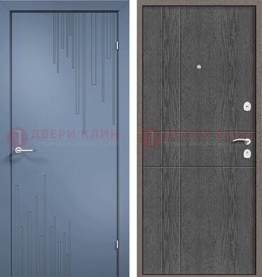 Синяя металлическая дверь МДФ в квартиру ДМ-434 в Зеленограде