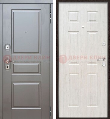 Светлая металлическая дверь с двумя МДФ панелями ДМ-458 в Зеленограде