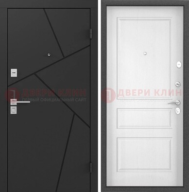 Черная металлическая дверь с белой МДФ внутри ДМ-465 в Зеленограде