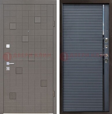 Темная стальная дверь с панелями МДФ хайтек ДМ-467 в Зеленограде