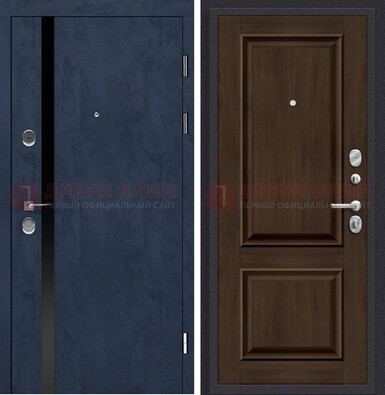 Синяя входная дверь МДФ с обеих сторон ДМ-473 в Раменском