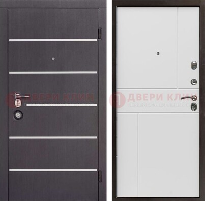 Темная стальная дверь с белыми вставками с МДФ ДМ-482 в Зеленограде