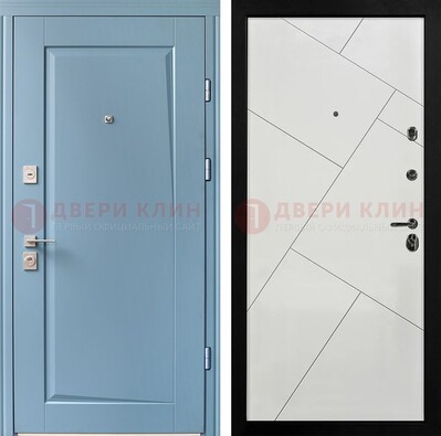 Синяя железная дверь с МДФ панелями ДМ-491 в Зеленограде