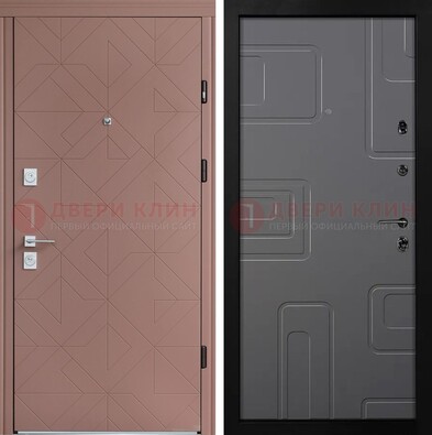 Красная стальная дверь в квартиру с МДФ хайтек ДМ-493 в Зеленограде