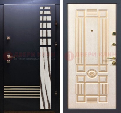 Черная железная дверь с МДФ панелями ДМ-510 в Раменском
