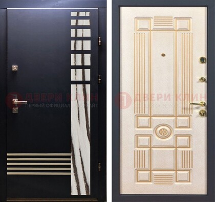 Черная железная дверь с МДФ панелями ДМ-510 в Зеленограде