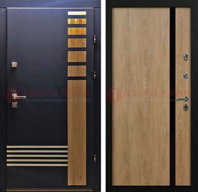 Черная металлическая дверь с МДФ хайтек ДМ-513 в Зеленограде