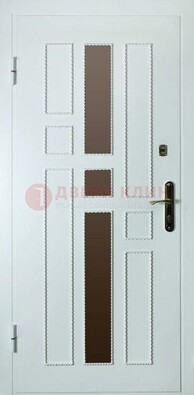 Белая стальная дверь с МДФ и декоративными вставками ДМ-62 в Зеленограде