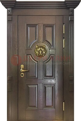 Коричневая металлическая дверь с массивом дуба ДМД-50 в Зеленограде
