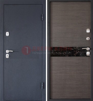 Черная железная дверь с порошковым напылением МДФ внутри ДП-114 в Зеленограде
